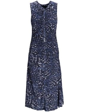 BOSS Gathered Printed Design Dress - Blue