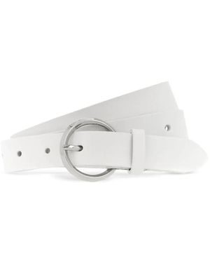 BGM LABEL Round-Buckle Leather Belt - White