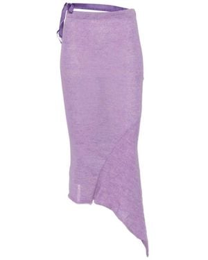 BARBARA BOLOGNA Asymmetric-Hem Knitted Midi Skirt - Purple