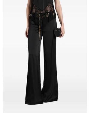 Alice + Olivia Olivia Chain-Link Eyelet-Embellished Palazzo Trousers - Black