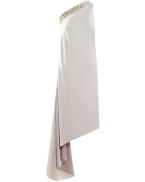 Saiid Kobeisy Asymmetrical Embellished One-Shoulder Midi Dress - White