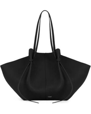 Yuzefi Mochi Pebble Grained Calf Leather Large Tote Bag - Black