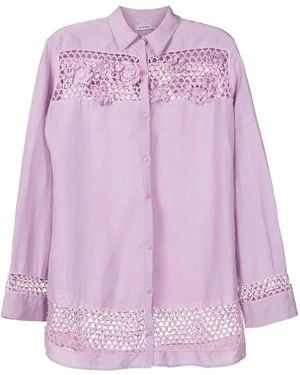 Amir Slama Floral-Lace Detail Oversize Shirt - Purple