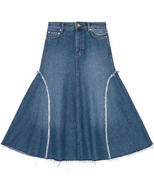 Ganni Denim Midi Skirt - Blue