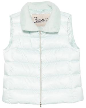 Herno Quilted Faux-Fur-Trim Gilet - White