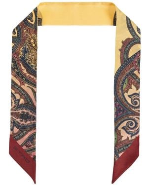 Etro Paisley-Print Silk Scarf - White