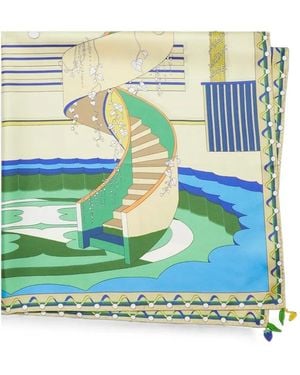 Tory Burch The Pool Silk Scarf - Blue