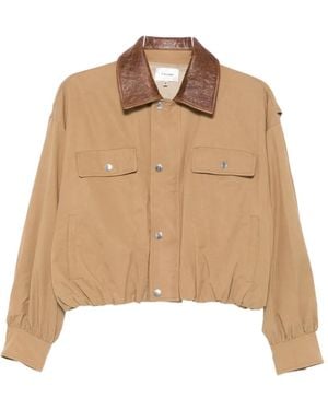FRAME Leather-Collar Jacket - Natural