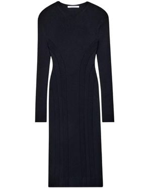 Another Tomorrow Curved-Seam Midi Dress - Blue