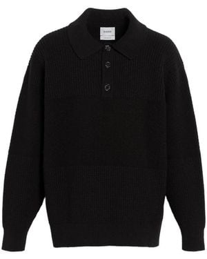 Barrie Waffle-Effect Polo Shirt - Black