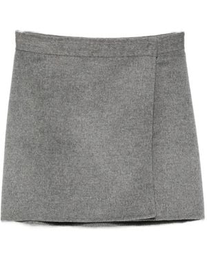 Semicouture Wrap-Design Wool Mini Skirt - Grey