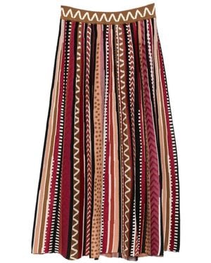 Cecilia Prado Carla Geometric-Pattern Knit Midi Skirt - Red
