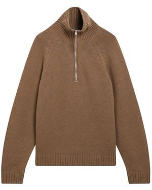 Tom Ford Half-Zip Cable-Knit Jumper - Brown