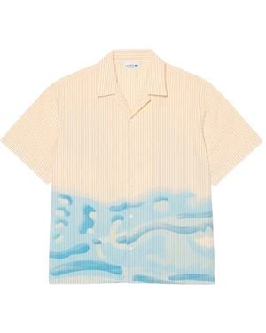 Lacoste Striped Graphic-Print Shirt - Blue