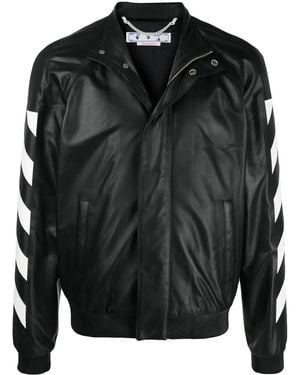 Off-White c/o Virgil Abloh Diag-Stripe Leather Jacket - Black