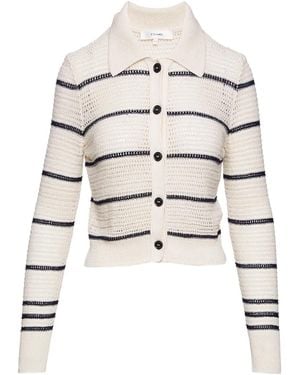 FRAME Gestreifter Cardigan - Weiß