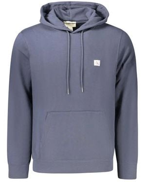 Calvin Klein Logo-Patch Drawstring Hoodie - Blue