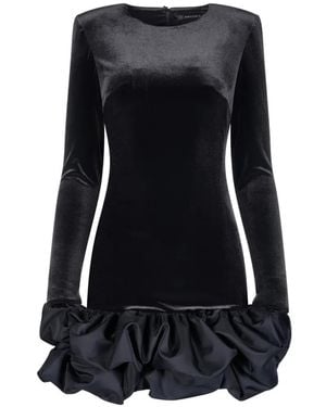 IMROSKA Velvet Ruffled Mini Dress - Black