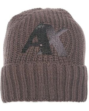 ARMANI EXCHANGE Berretto A Coste Con Logo - Grigio