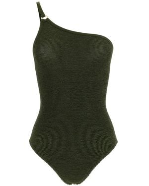 Hunza G Clara One-Shoulder Swimsuit - Green