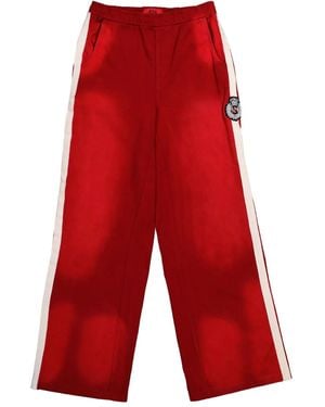 424 Ripped Side-Stripe Track Trousers - Red
