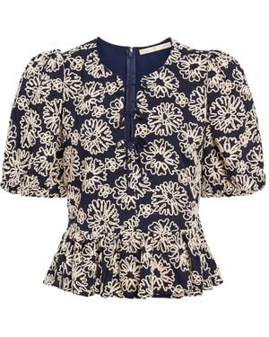 Marie Oliver Estella Floral Puff-Sleeve Blouse - White