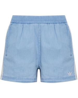 adidas Summer Glow Logo-Embroidered Side-Stripe Shorts - Blue