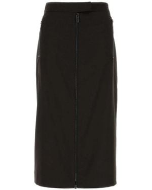 LE SULLY STUDIO Zip-Detail Flannel Midi Skirt - Black