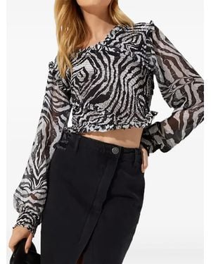 One Teaspoon Zebra-Pattern Blouse - Grey
