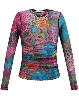 Area Top A Fiori - Blu