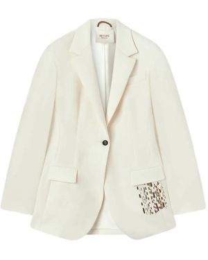 RETORI Embroidered Single-Breasted Virgin-Wool Blazer - White