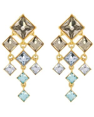 Oscar de la Renta Orecchini Chandelier A Clip Con Cristalli Taglio Squadrato - Metallizzato