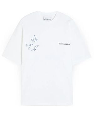 MKI Miyuki-Zoku Flight Bird-Print T-Shirt - White
