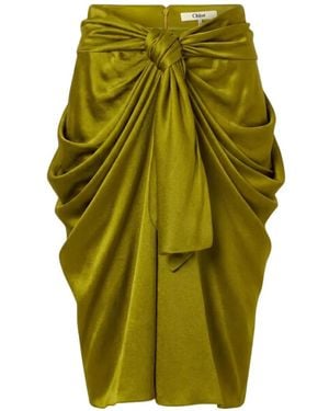 Chloé Knotted Draped Midi Skirt - Green