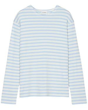 Closed Horizontal-Stripe Long-Sleeve T-Shirt - Blue