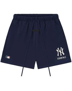 Fear Of God X Mlb Yankees Elasticated Logo Shorts - Blue