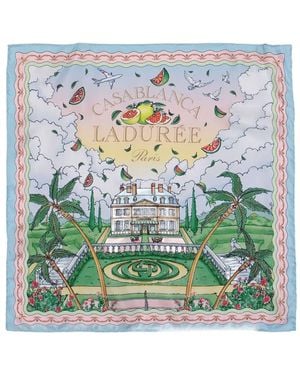 CASABLANCA Laduree-Motif Silk Scarf - Blue