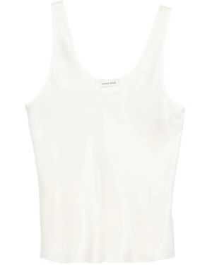 Anine Bing Silk Scoop-Neck Top - White