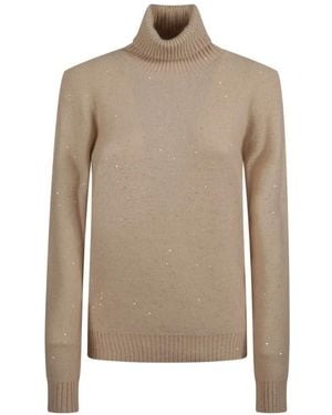 Fabiana Filippi Roll-Neck Embellished Top - Natural
