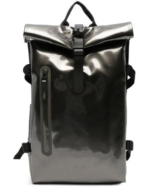 Rains Glossy Roll-Top Backpack - Black