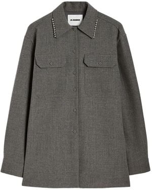 Jil Sander パールトリム シャツ - グレー