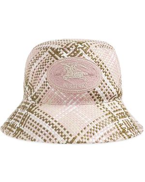 Burberry Logo-Patch Checked Bucket Hat - Neutro