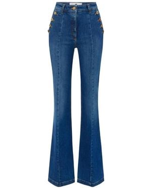 Elisabetta Franchi Palazzo Jeans With Row Of Buttons - Blue