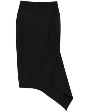Thelatest Asymmetric-Hem Midi Skirt - Black
