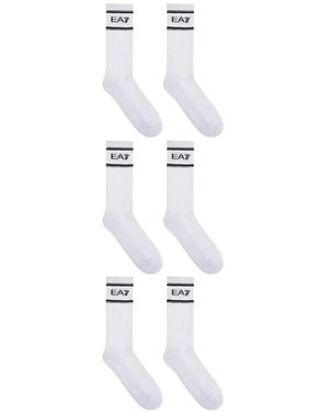 EA7 Dynamic Athlete Logo-Print Three-Pack Socks - White