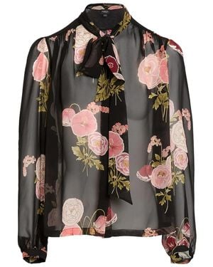 Giambattista Valli Floral Pussy-Bow Blouse - Black