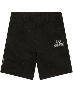 Aape By A Bathing Ape Moonface Logo-Embroidered Shorts - Black