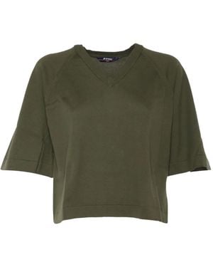 K-Way T-Shirt Con Scollo A V - Verde