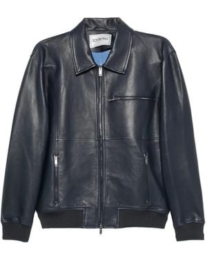 Iceberg Zip-Up Leather Jacket - Blue