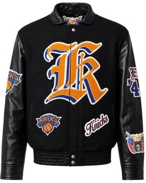 Jeff Hamilton New York Knicks Patch-Detail Bomber Jacket - Black